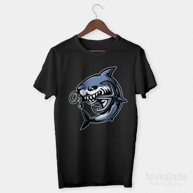 Crazy Shark Özel Tasarım Unisex T Shirt