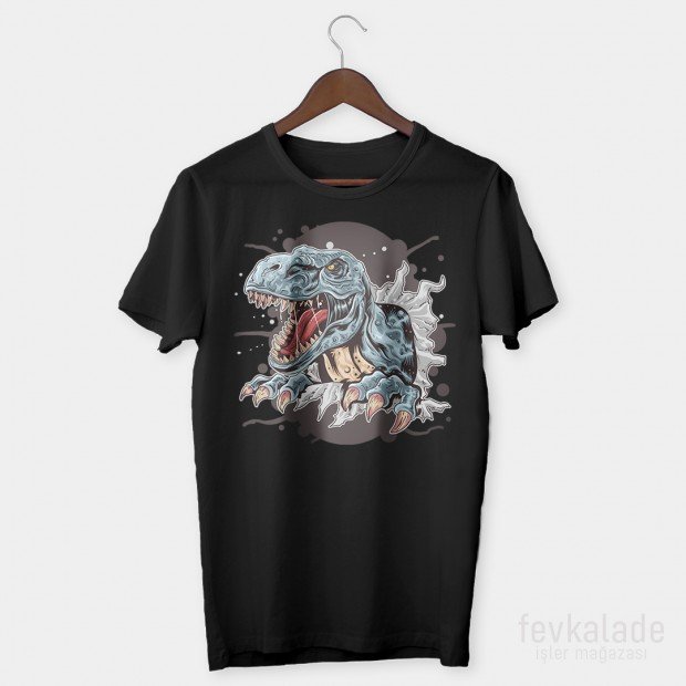 Crazy Dinosaur Özel Tasarım Unisex T Shirt